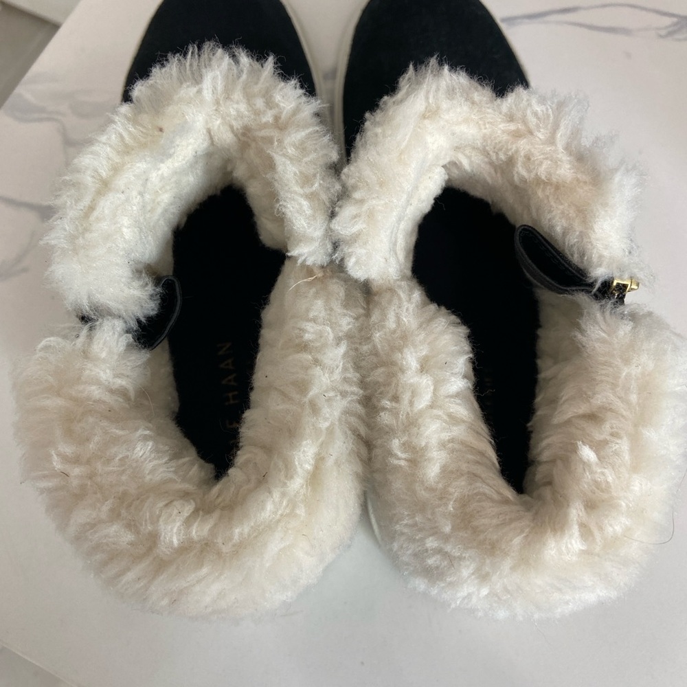 Cole Haan GrandPro Rally Black White Faux Fur-Lined Sneakers Waterproof 9.5 - Picture 6 of 12